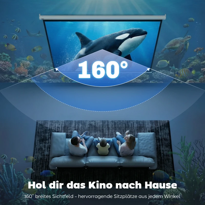 HOMCOM Beamer-Leinwand, inkl. Fernbedienung, 84 Zoll, 4:3 Format, 171x130 cm, Weiß