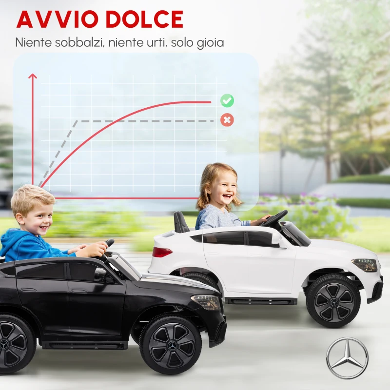 AIYAPLAY Macchina elettrica per bambini, 12V, telecomando 2,4G, 3 velocità, avvio lento, 105x68x50cm, Bianco