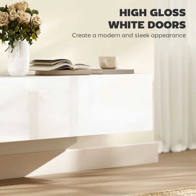 HOMCOM Wisząca szafka RTV, stolik RTV z dużą ilością miejsca do przechowywania, płyta wiórowa, biały