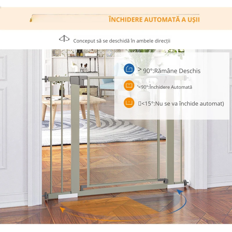 PawHut Bariera Extensibila Auto‑inchidere 75‑103 × 76 cm – Gri