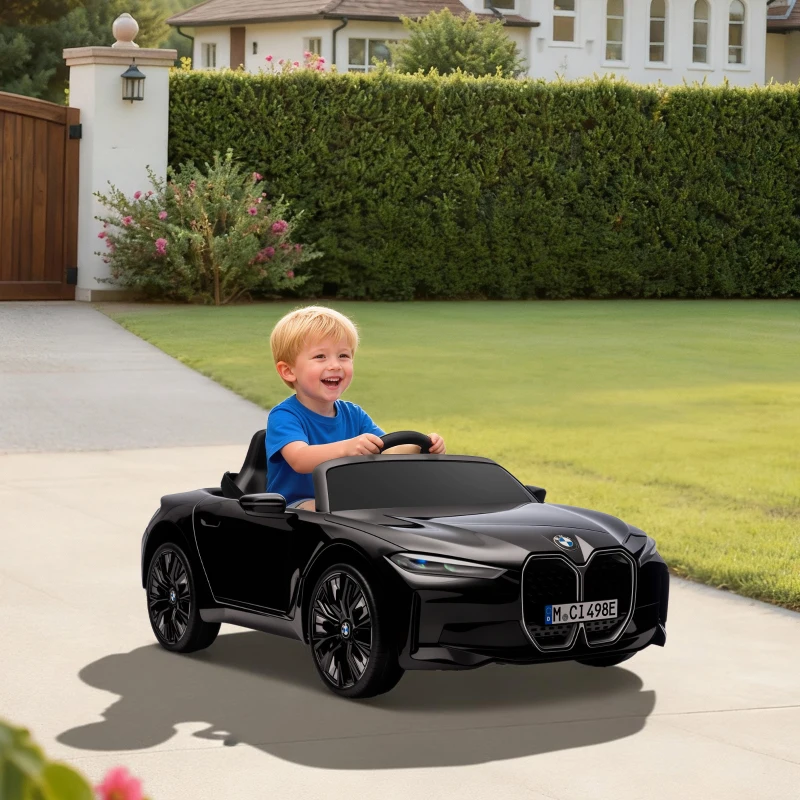 HOMCOM Macchina Elettrica per Bambini 3-6 Anni con Licenza BMW con Telecomando, Clacson e Fari, 115x67x45 cm, Nera