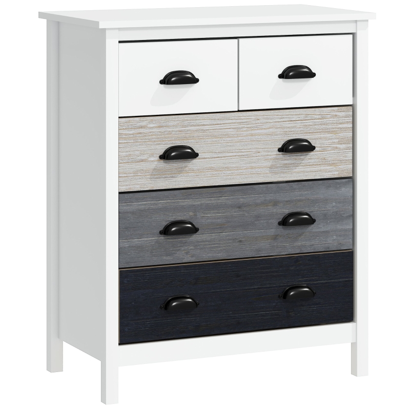 HOMCOM Schubladenschrank Beistellschrank mit 5 Schubladen Kommode MDF Kiefernholz 70 x 38 x 85 cm