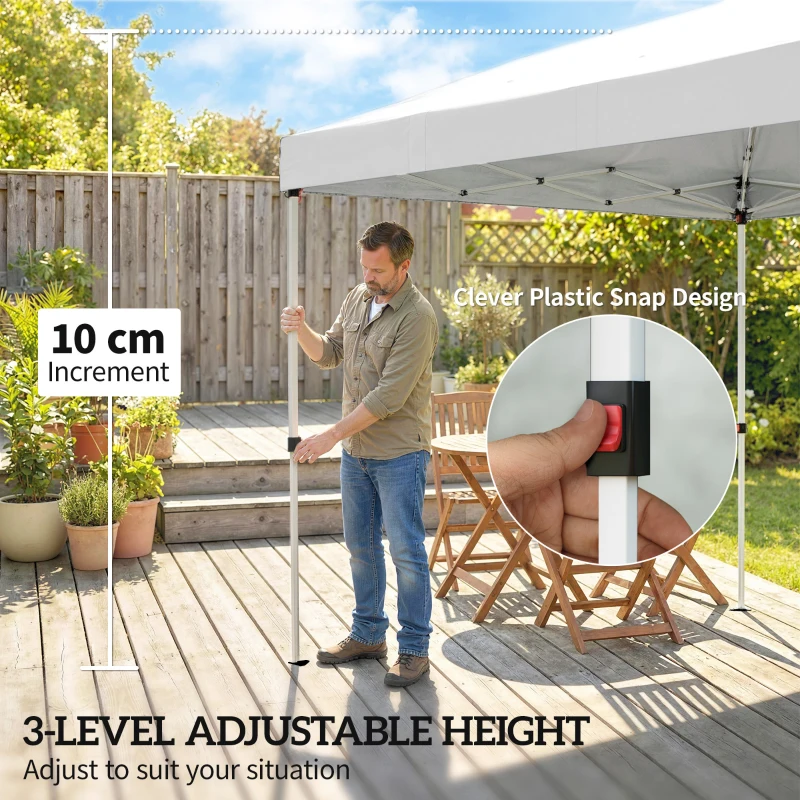 Outsunny 3 x 6 m Pop Up Canopy with UV50+ Protection Garden Gazebo with 6 Sidewalls, White