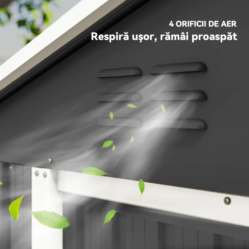 Outsunny Căsuță de Grădină, Magazie pentru Unelte, Oțel, 194x107x191 cm, Gri