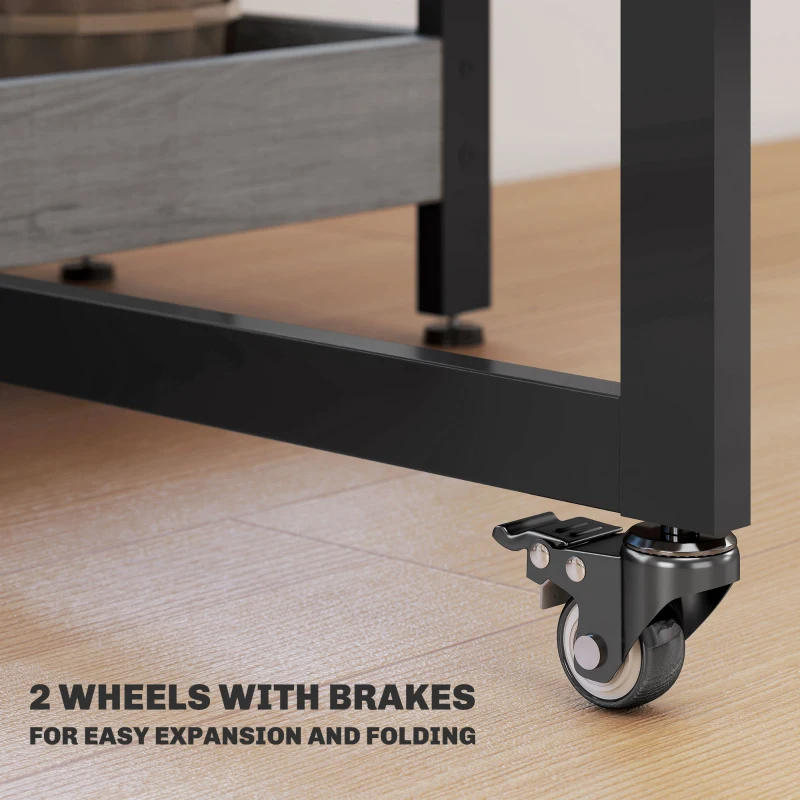 HOMCOM Industrial Folding Dining Table, Drop Leaf Table with Open Compartments for Small Spaces, Kitchen, Dining Room, Grey Wood-Effect