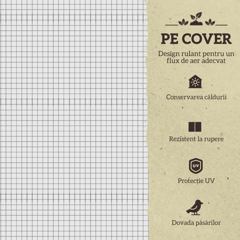 Outsunny Pat pentru Grădină Ridicat cu Acoperiș din PE, Jardinieră Ridicată din Brad cu 4 Găuri de Drenaj, pentru Flori și Legume, pentru Grădină, Balcon, 121x55x117 cm, Gri Închis