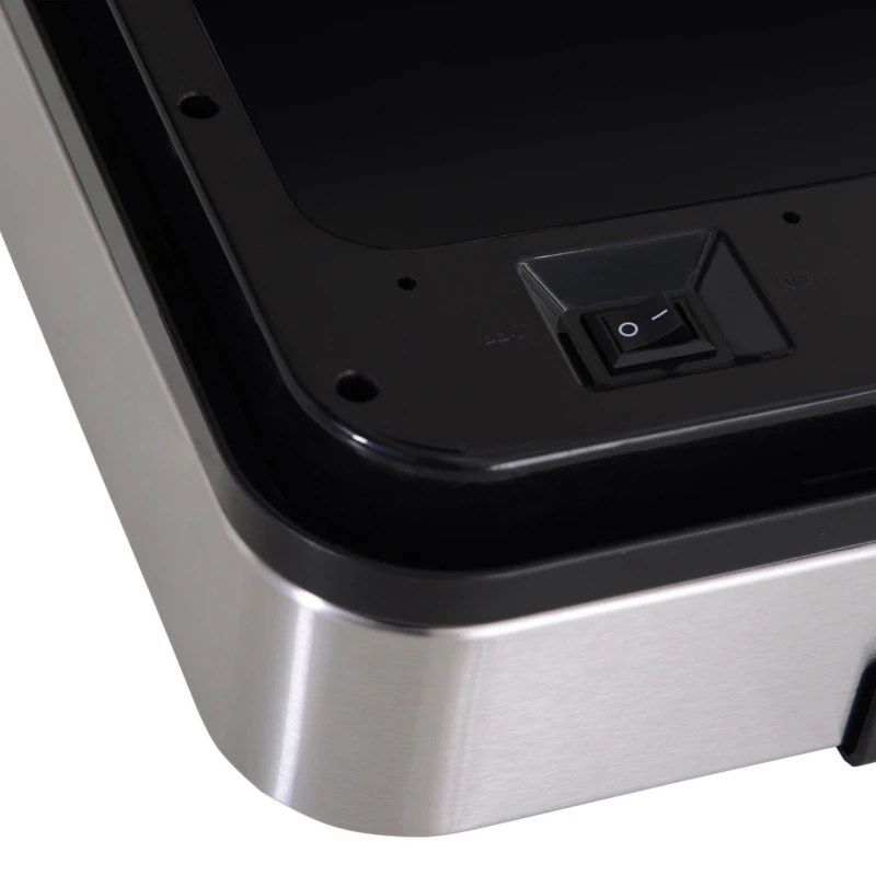 HOMCOM Afvalbak afvalscheidingssysteem prullenbak met sensor 72 L 3 vakken rvs zilver