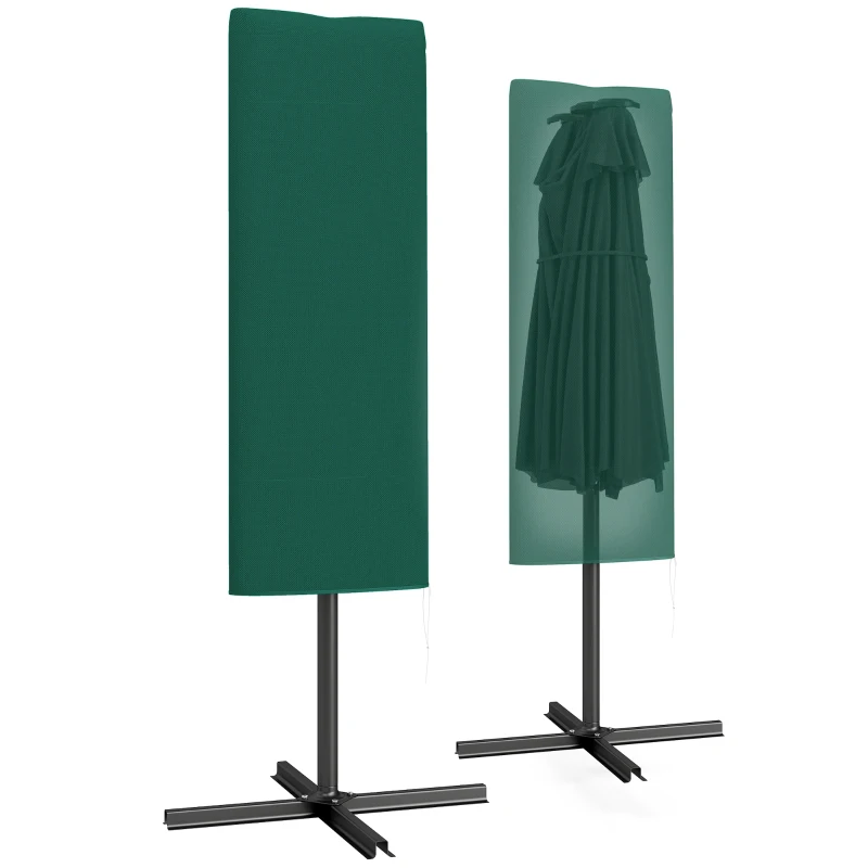 Outsunny Garden Parasol Cover, Outdoor Patio Umbrella Protector Weatherproof Garden Patio for 2-4m Parasol, Dark Green