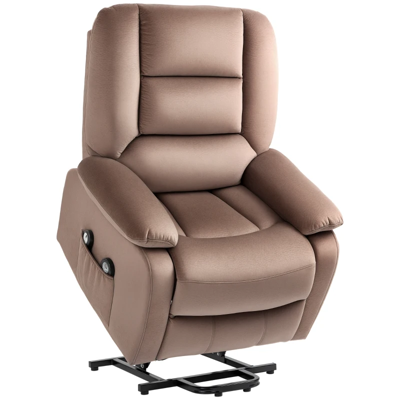 HOMCOM Fauteuil releveur électrique fauteuil relaxant dossier inclinable avec repose-pied télécommandes 90 x 93 x 110 cm marron(m-12)