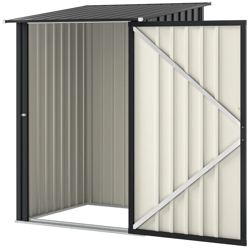 Outsunny Căsuță de Grădină 0.92m² din Oțel Zincat, Depozit pentru Unelte cu Ușă Blocabilă, Acoperiș Înclinat, 100x104x160 cm, Gri Închis