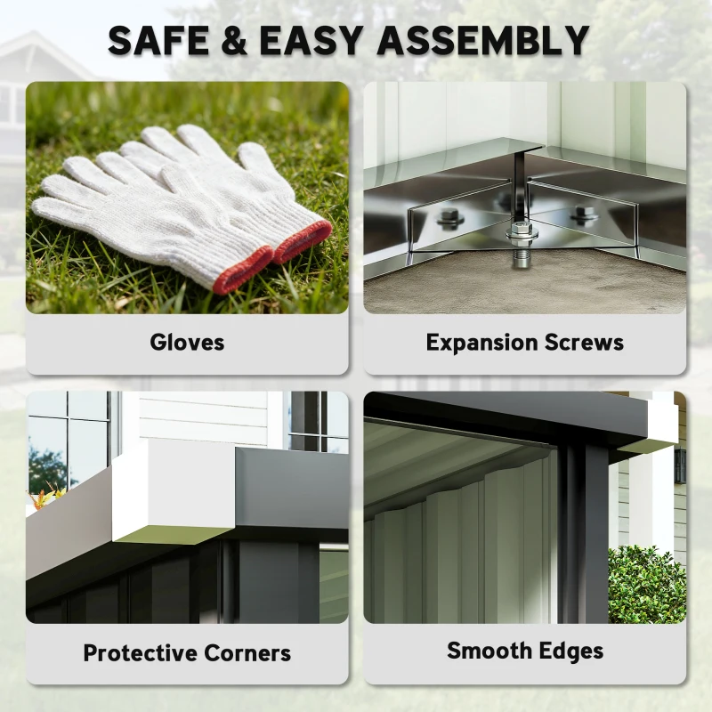 Outsunny Wiata dla robota koszącego stalowa 108 x 86 x 62,5 cm Garaż z dachem skośnym i osłoną krawędzi