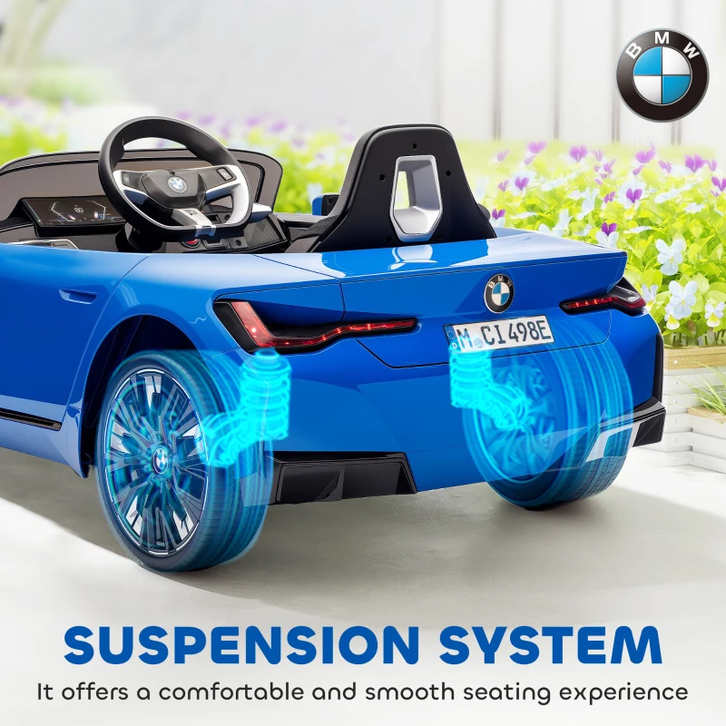 HOMCOM BMW i4 Licensed 12V Kids Electric Ride-On Car, Blue