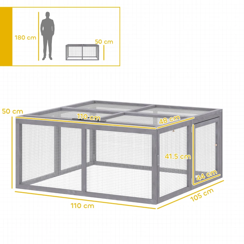 PawHut Rabbit Hutch Outdoor, Foldable Guinea Pig House with Openable Top, for 3 Bunnies, Ducks, Chickens, 110 x 105 x 50 cm