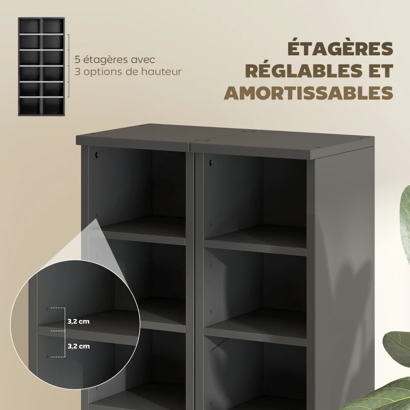 HOMCOM Lot de 2 étagères colonnes armoire de rangement CD-DVD 12 compartiments 21 x 22,5 x 88,5 cm capacité 204 CD noir