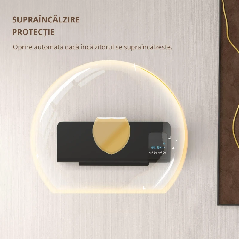 Homcom Aeroterma Perete Oscilanta – Timer 12h & 2 Moduri incalzire