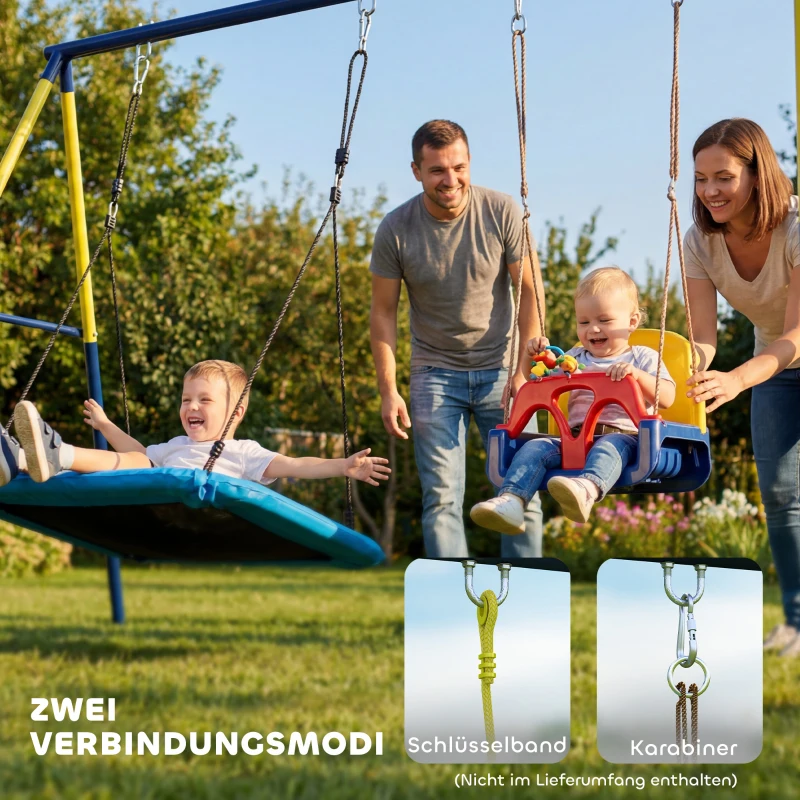 AIYAPLAY Schommelframe staal tot 150 kg voor nestschommel, kinderschommel, klimladder, 260 x 160 x 178 cm, Blauw