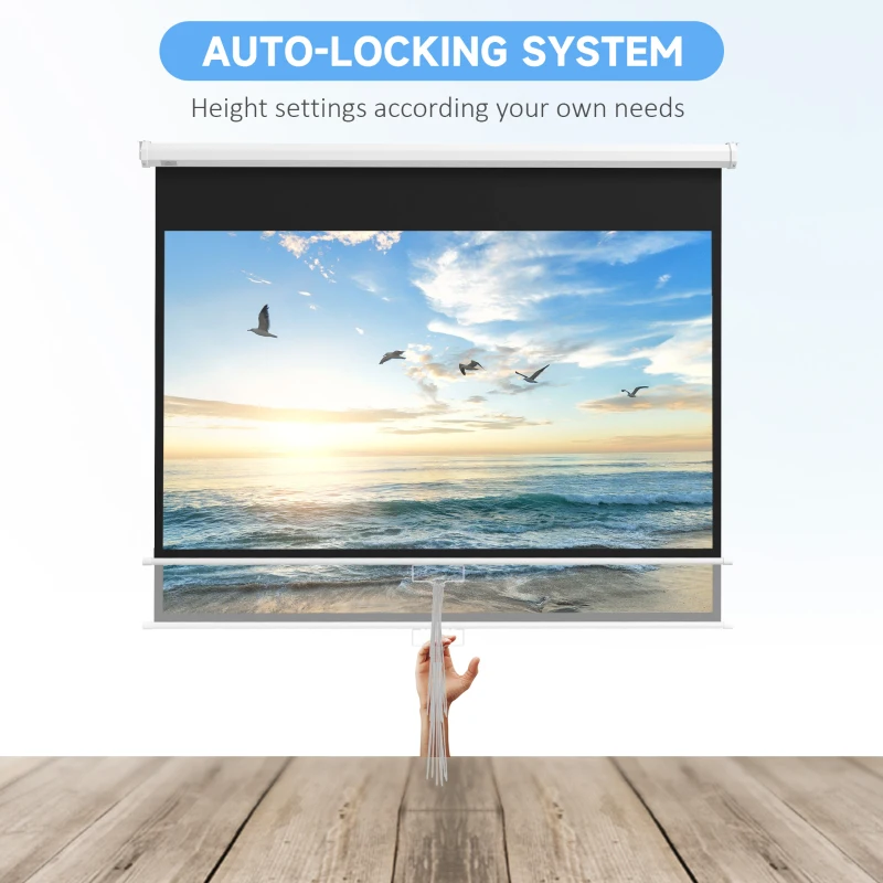 HOMCOM Ekran Projekcyjny, incl. Stojak, Montaż Ścienno-Sufitowy, Proporcje 16:9, 172x96 cm, Biały