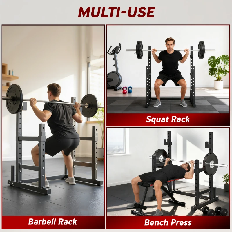 SPORTNOW Adjustable Squat Rack with Plate Holders, 300 kg Load