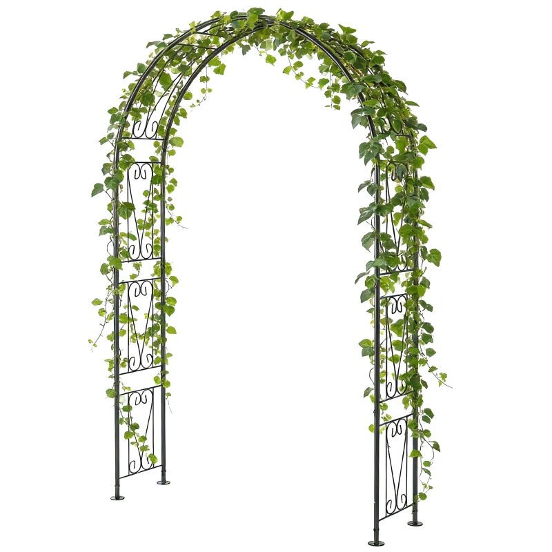 Outsunny Garden Arch, Arbour Trellis for Climbing Plants, Rose Arch for Wedding Garden Decoration, 155 x 40 x 246 cm, Black