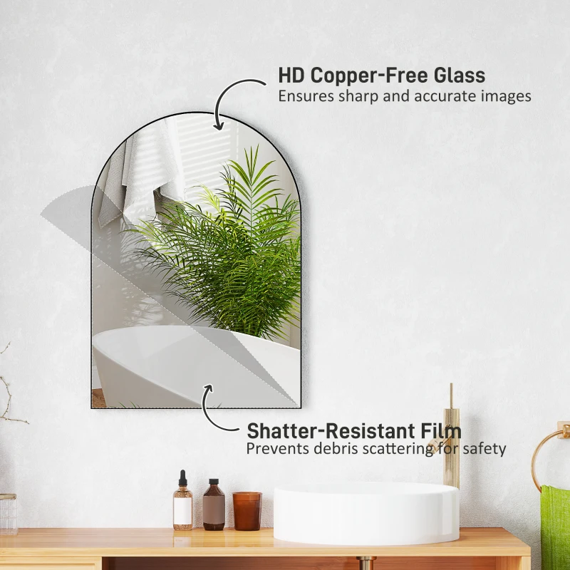 Lustro łazienkowe 50 x 70 cm z folią ochronną, bezpieczne