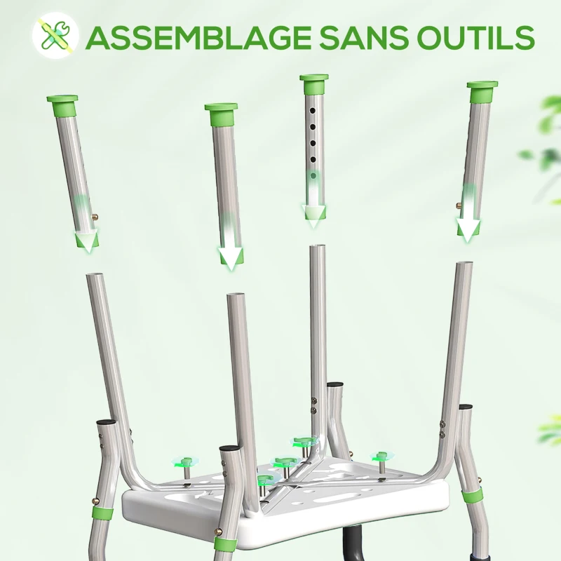 HOMCOM Tabouret de douche pour personnes âgées et handicapées avec accoudoirs, hauteur réglable, patins antidérapants, vert