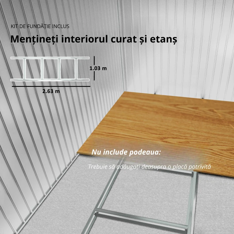 Outsunny Magazie de gradina 277 x 195 x 192cm cu usi glisante duble, 4 orificii de aerisire, din otel durabil, verde(m-5)