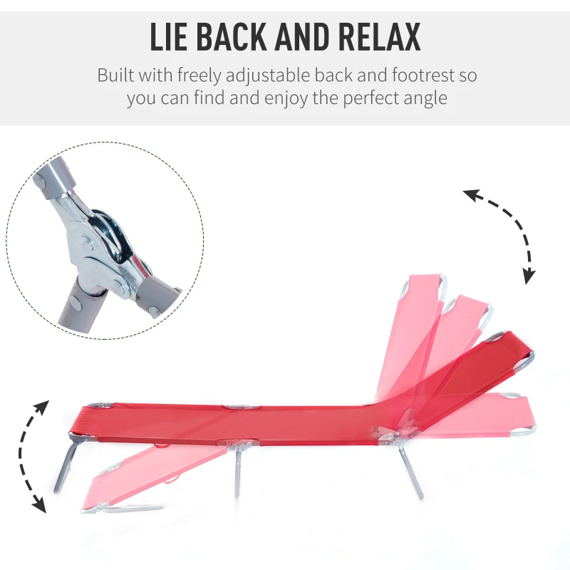 Leżak ogrodowy składany, wodoodporny, czerwony, na zewnątrz