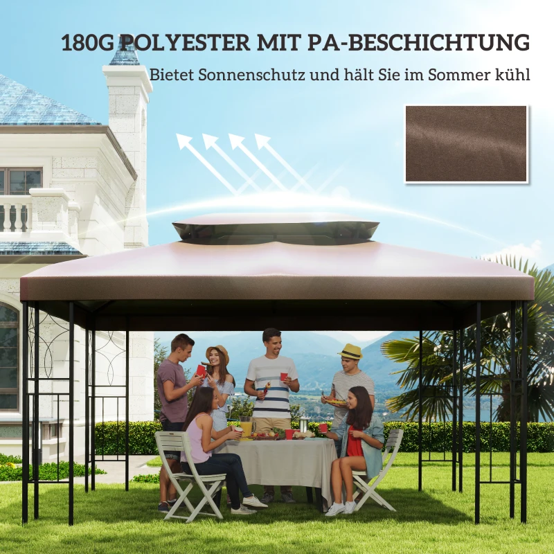 Outsunny Ersatzdach für Gartenpavillons 3x4m Polyester Kaffee