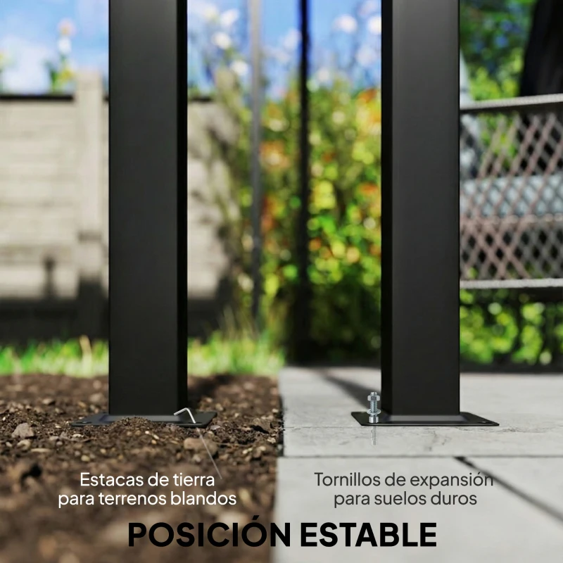 Outsunny Cenador para Exterior 3x3 m con Techo Deslizante Marco de Acero Impermeable y Anti-UV para Terraza Patio Beige