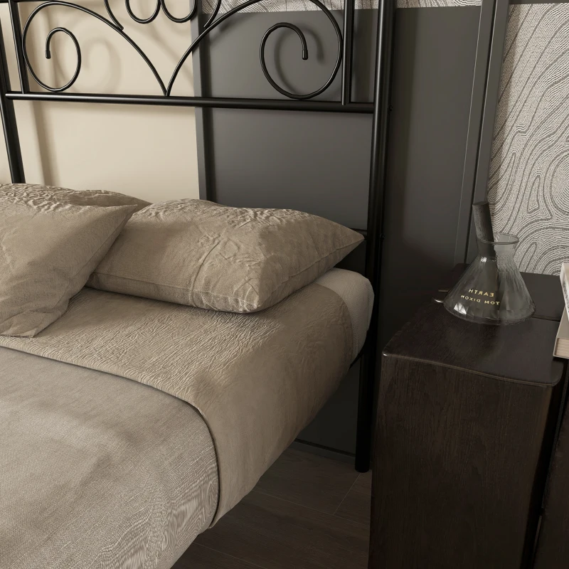 HOMCOM Bett 90 x 200 cm Stahl mit Lattenrost, Kopf- und Fußteil, 31 cm hoch Schwarz