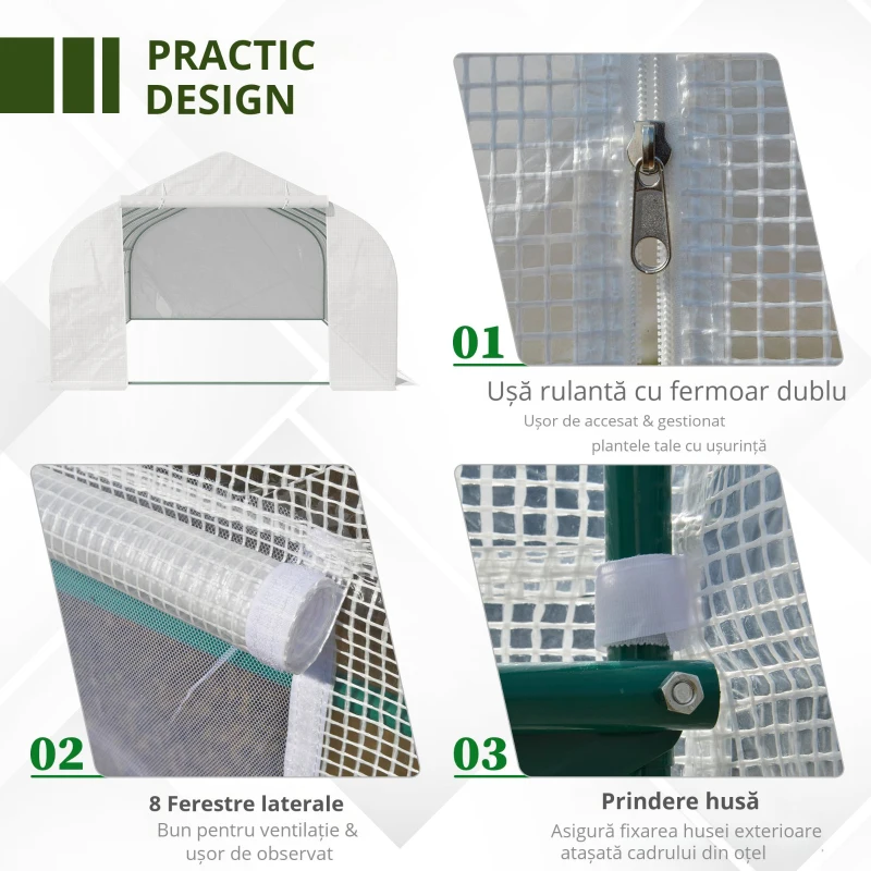 Outsunny Sera pentru Gradina cu 8 Ferestre si Usa(m-5)