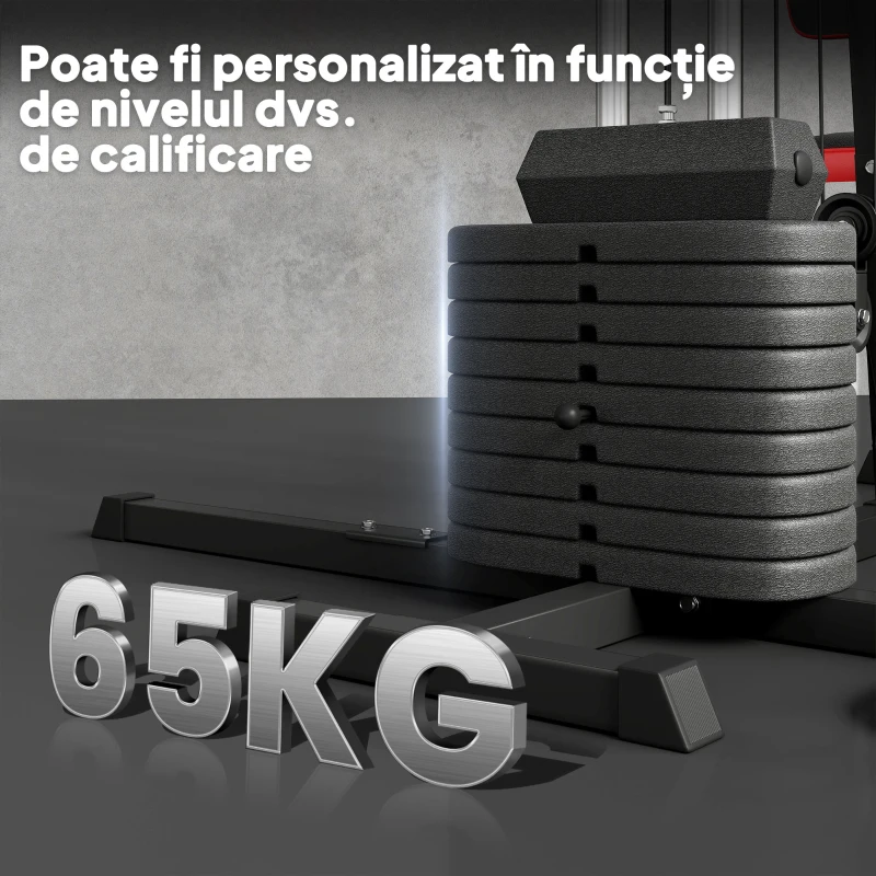 SPORTNOW Stație Fitness Multifuncțională pentru Antrenamentul Corpului, din Oțel și PU, 225x175x200 cm, Neagră