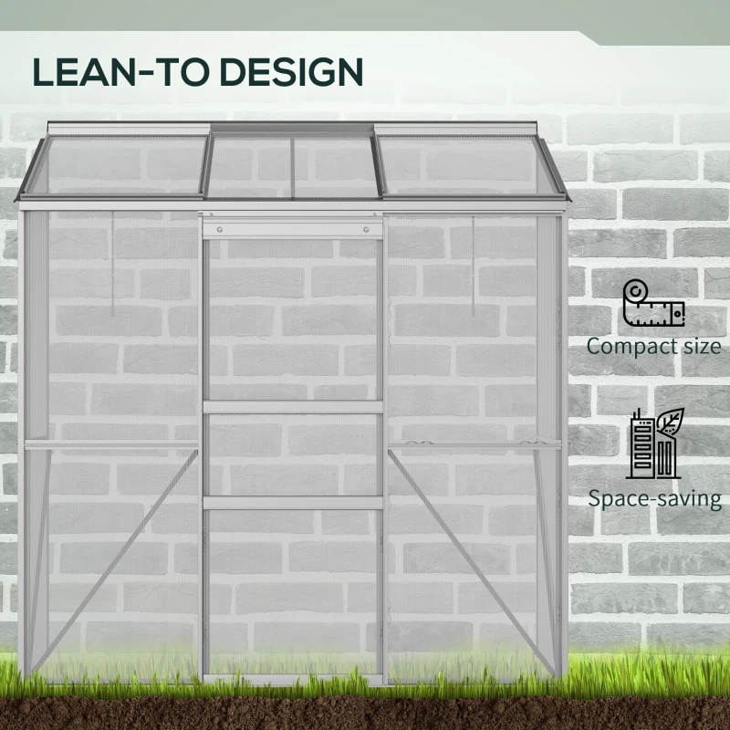 Outsunny Szklarnia z drzwiami przesuwnymi, okno dachowe, aluminium