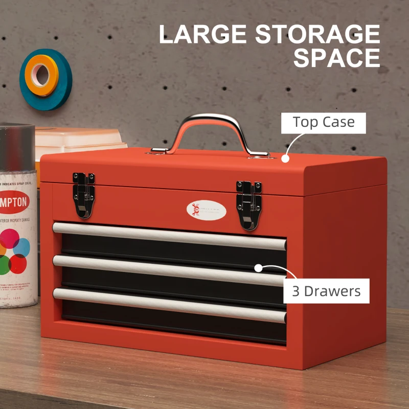 DURHAND Skrzynka narzędziowa pusta, 45 x 24 x 27 cm, 3 szuflady