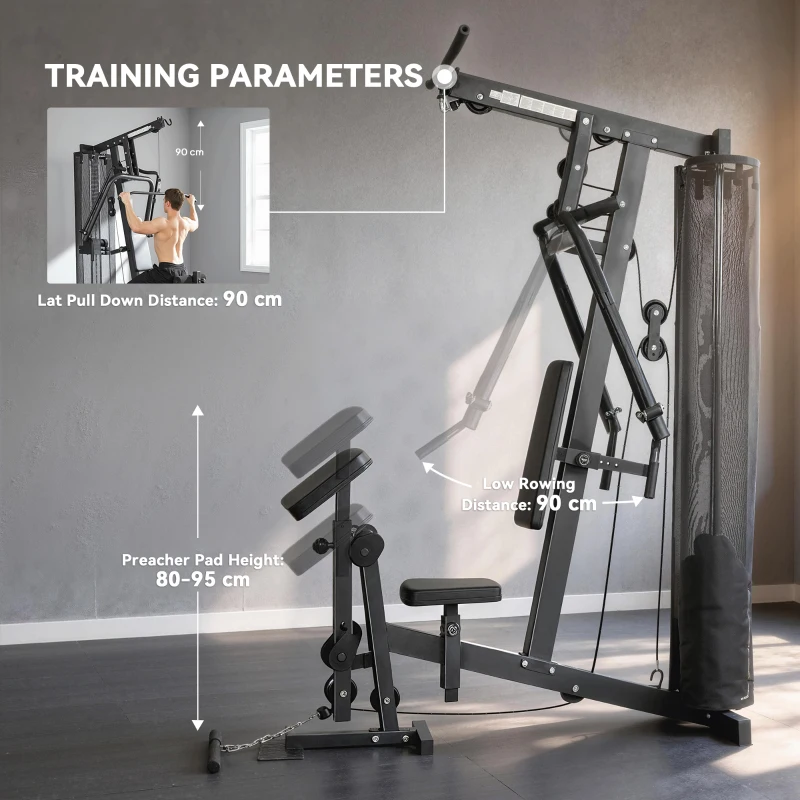 SPORTNOW Multi Gym with Adjustable Seat and Back, All in One Home Gym Machine with 45kg Weight Stack for Full Body Strength Training