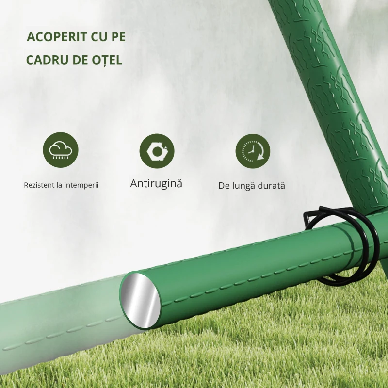 Outsunny Suport Metalic de Grădină în Forma de A cu Plasă de Susținere, 101x133x227 cm, Verde