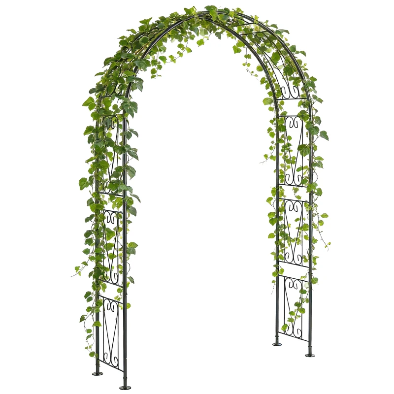 Outsunny Garden Arch, Arbour Trellis for Climbing Plants, Rose Arch for Wedding Garden Decoration, 155 x 40 x 246 cm, Black