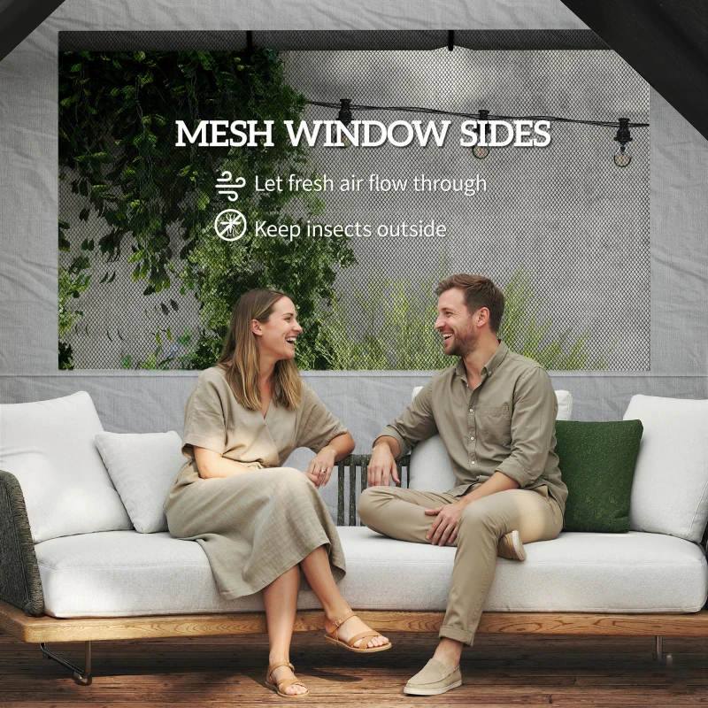 Outsunny 3 x 6 m Pop Up Canopy with UV50+ Protection Garden Gazebo with 6 Sidewalls, Black