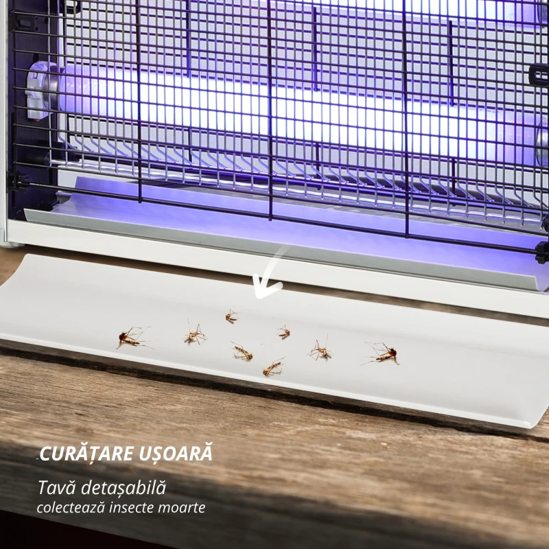 Outsunny Lampa Anti-tantari 20W – LED UV, Tava Detasabila, Protectie Eficienta