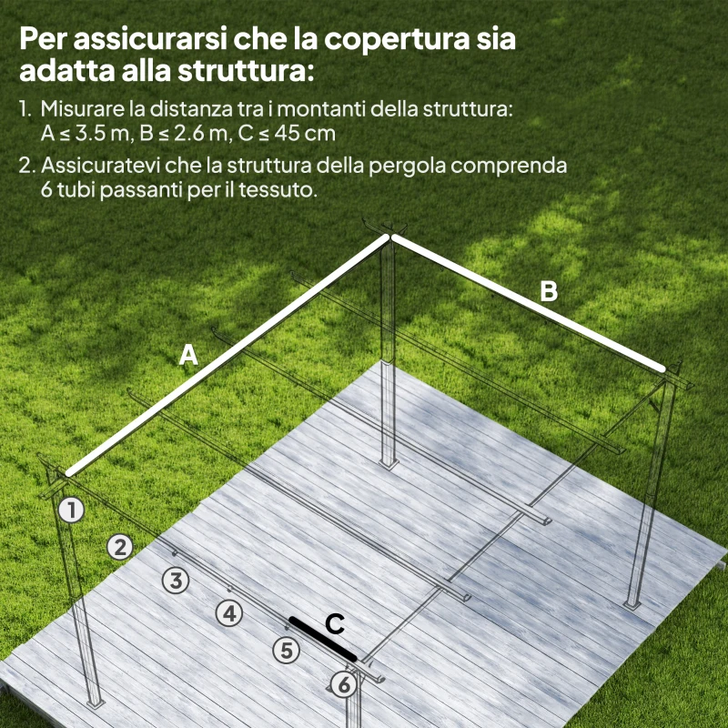 Outsunny Copertura per Gazebo Pergola 4x3 m in Poliestere Traspirante Beige con 10 Fori di Drenaggio