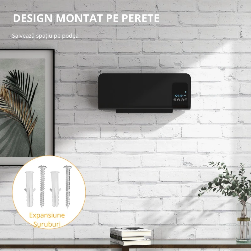 Homcom Aeroterma Perete Oscilanta – Timer 12h & 2 Moduri incalzire