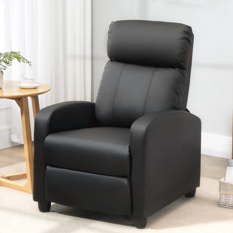 HOMCOM Sillón de Masaje Reclinable con Mando a Distancia Bolsillo Lateral y Temporizador Tapizado en PU 68x88x98 cm Negro