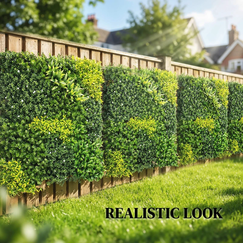 Outsunny Artificial Plant Wall Panel, 100x100 cm Artificial Grass Backdrop Wall, Green