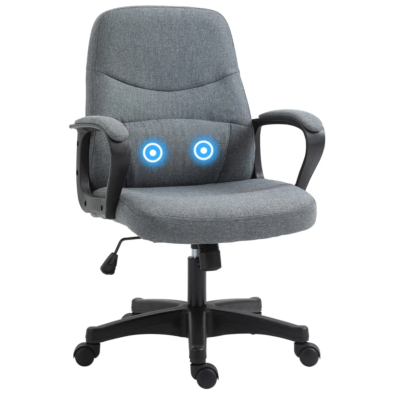 Vinsetto Chefsessel mit Massagefunktion Massage Sessel höhenverstellbarer Drehstuhl Bürostuhl ergonomisches Liniendesign mit USB-Schnittstelle höhenverstellbar Polyester PP Grau 59 x 63 x 92-101 cm