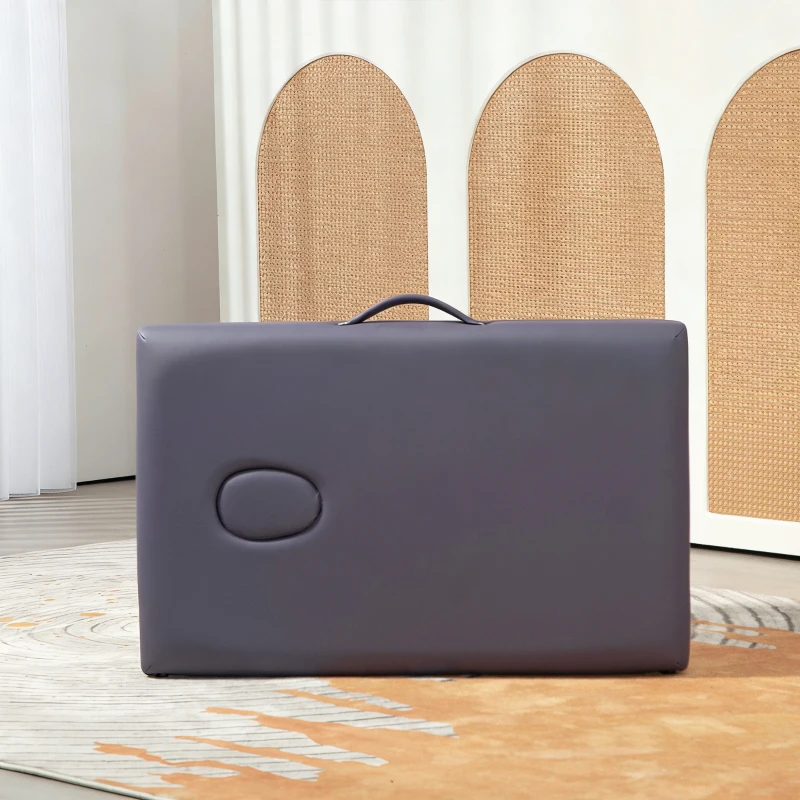 HOMCOM Camilla de Masaje Plegable con Marco de Madera con Altura Regulable y Bolsa de Transporte 186x60x61-87 cm Púrpura