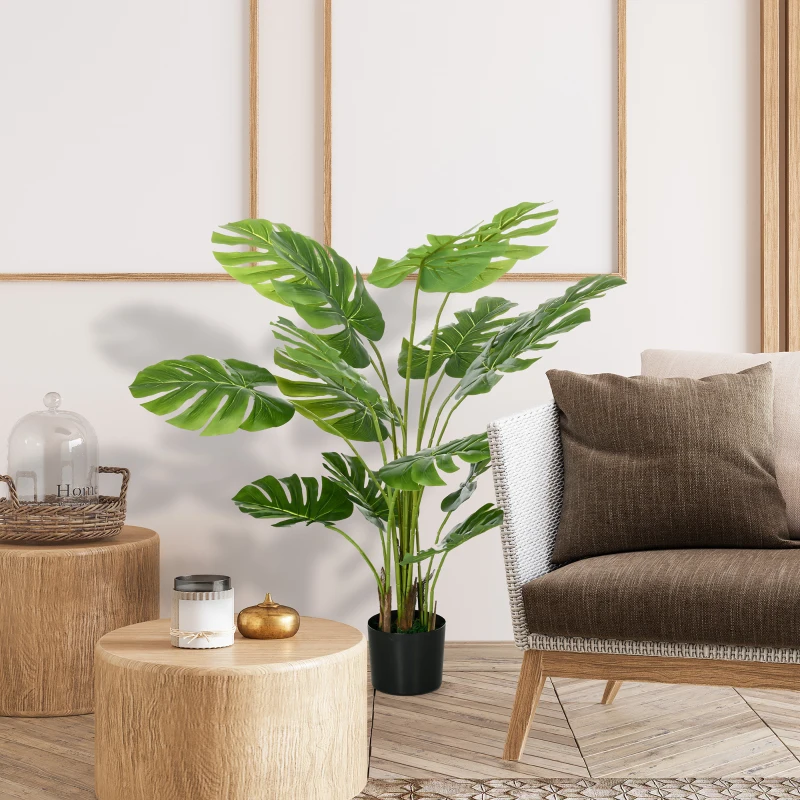 HOMCOM Plante artificielle arbre artificiel monstera deliciosa avec pot inclus hauteur 120 cm intérieure vert
