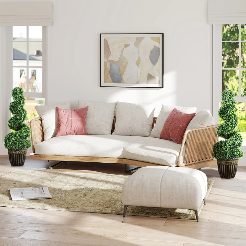 HOMCOM Spiralförmiger Buchsbaum, 2er Set Kunstpflanzen, mit Topf, 90 cm Höhe, Grün