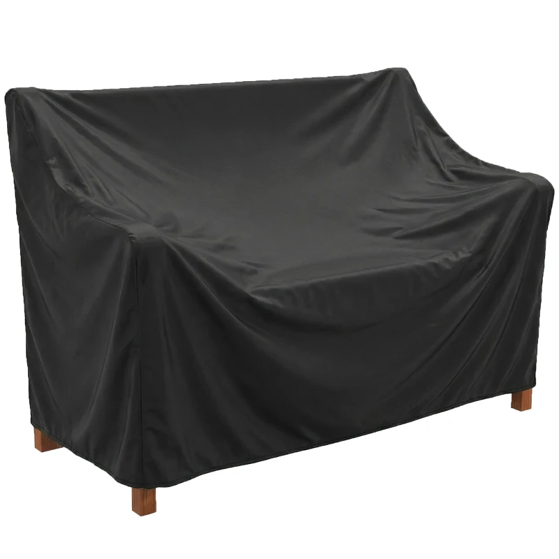 Outsunny Banco de Jardín Madera Banco de Exterior 2 Plazas con Funda Impermeable Respaldo Ergonómico 125x62x90 cm Marrón Claro