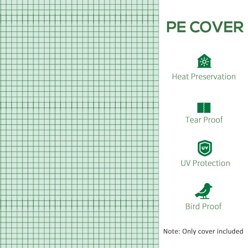 Outsunny 10X10ft Greenhouse Replacement Cover for Tunnel Walk-in Greenhouse w/ Windows Door