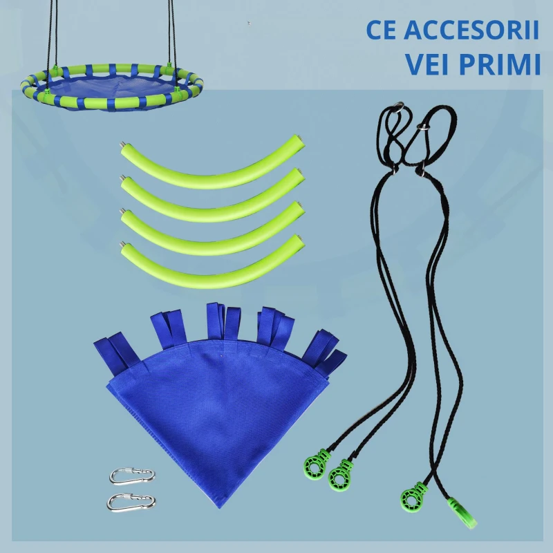 Leagan Gradina pentru Copii 3-8 Ani – Ø100 cm, Franghii Reglabile